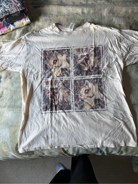 Vintage Women’s Graphic Print Crew Neck Short Sleeve Cotton T-Shirt Size L/XL